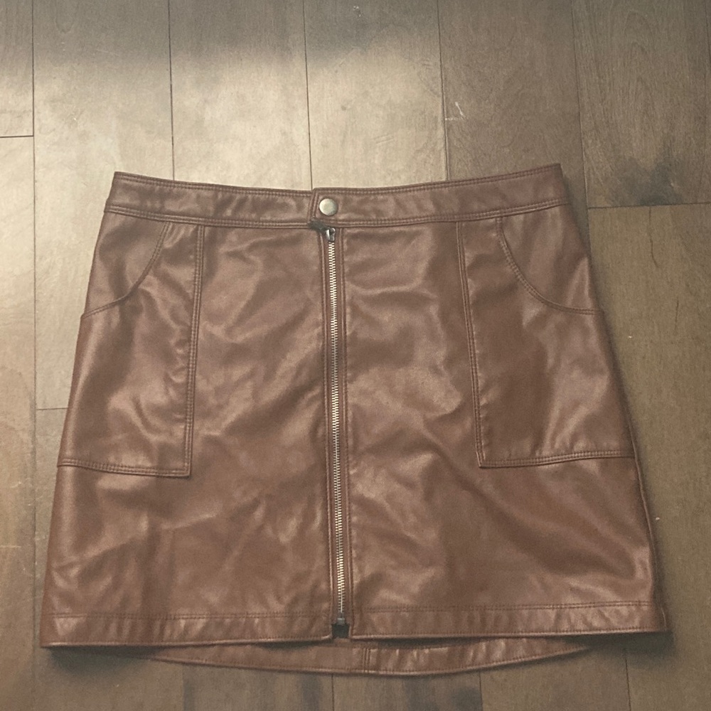 No Boundaries Large Faux Leather Zip-Up Skirt
